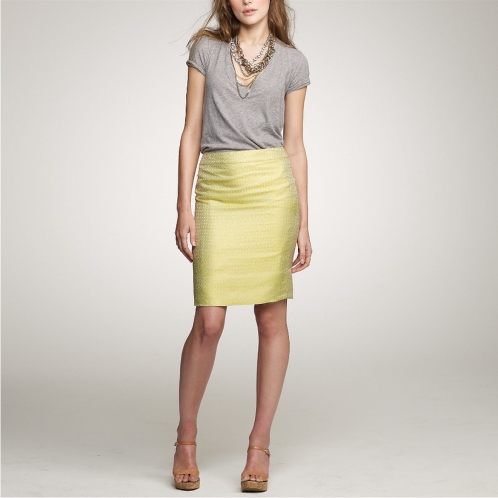 J Crew Gilded Jacquard Silk Skirt - Picture 8 of 8